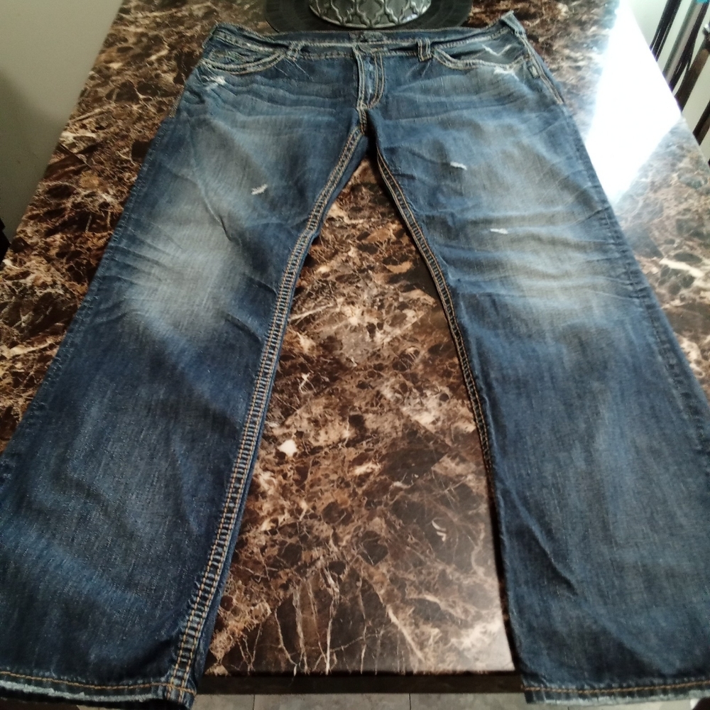 2 Silver jeans Nash Straight leg blue 40x34 Men's and same size zac jeans